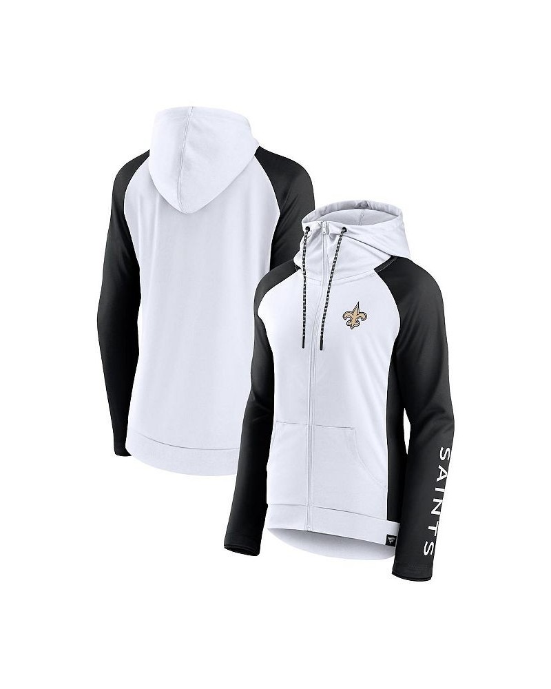Women's Branded White and Black New Orleans Saints End Around Raglan Full-Zip Hoodie White $26.84 Sweatshirts