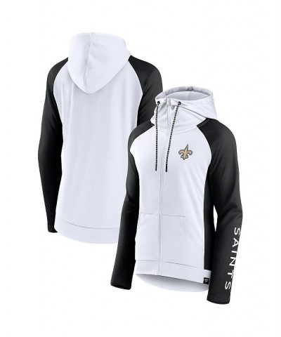 Women's Branded White and Black New Orleans Saints End Around Raglan Full-Zip Hoodie White $26.84 Sweatshirts