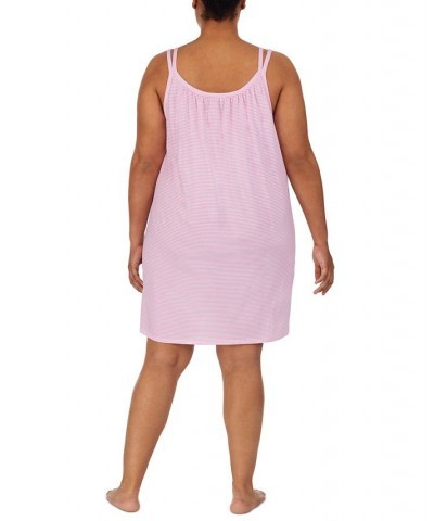 Plus Size Cotton Knit Double-Strap Nightgown Pink Stripe $35.20 Sleepwear