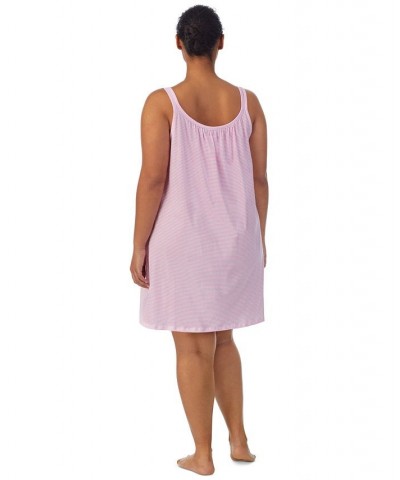 Plus Size Cotton Knit Double-Strap Nightgown Pink Stripe $35.20 Sleepwear