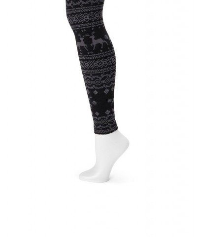 Women's Jaquard Fleece Lined Leggings Black, Gray $17.00 Pants