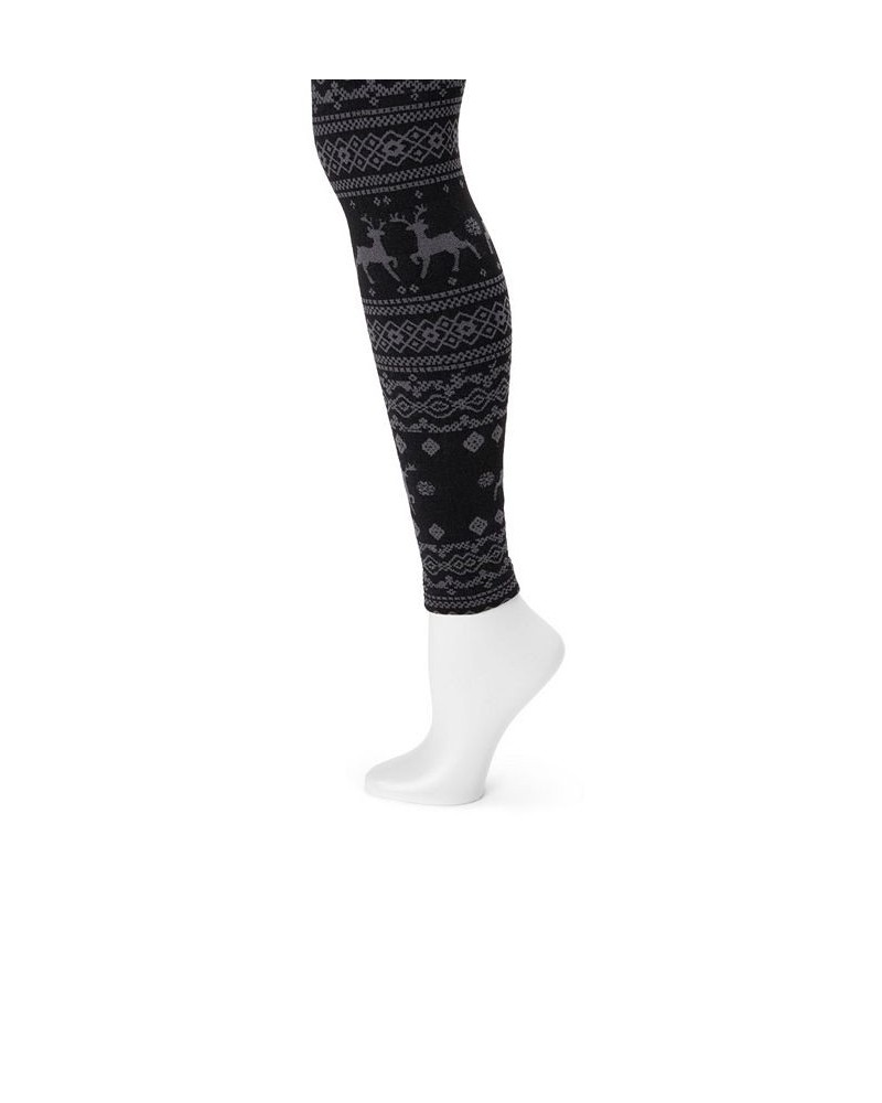 Women's Jaquard Fleece Lined Leggings Black, Gray $17.00 Pants