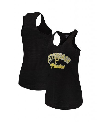 Women's Black Pittsburgh Pirates Multicount Racerback Tank Top Black $27.55 Tops