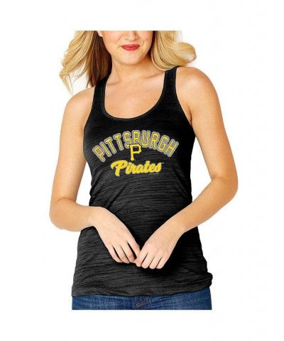 Women's Black Pittsburgh Pirates Multicount Racerback Tank Top Black $27.55 Tops