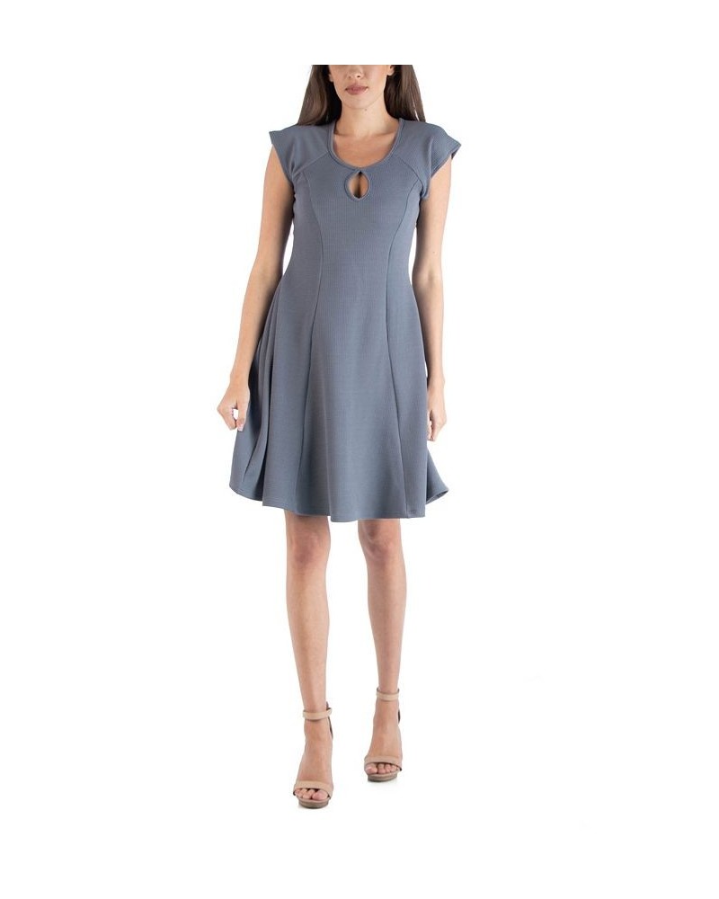 Scoop Neck A-Line Dress with Keyhole Detail Charcoal $16.38 Dresses