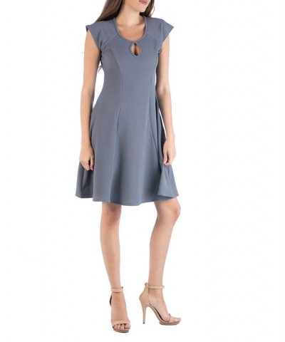 Scoop Neck A-Line Dress with Keyhole Detail Charcoal $16.38 Dresses