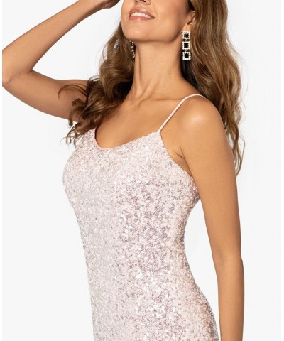 Women's Sequinned Long Sheath Dress Pink $119.00 Dresses