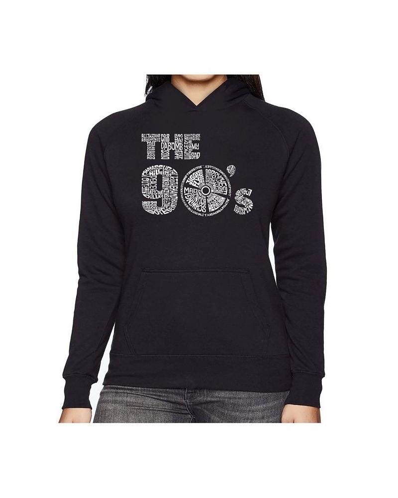 Women's Word Art Hooded Sweatshirt -90S Black $30.59 Sweatshirts