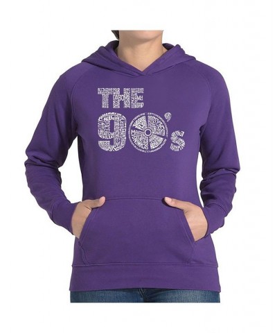 Women's Word Art Hooded Sweatshirt -90S Black $30.59 Sweatshirts