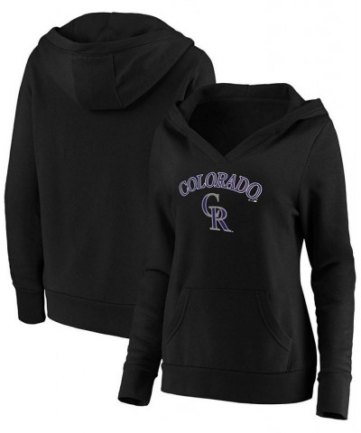 Plus Size Black Colorado Rockies Core Team Lockup V-Neck Pullover Hoodie Black $39.20 Sweatshirts