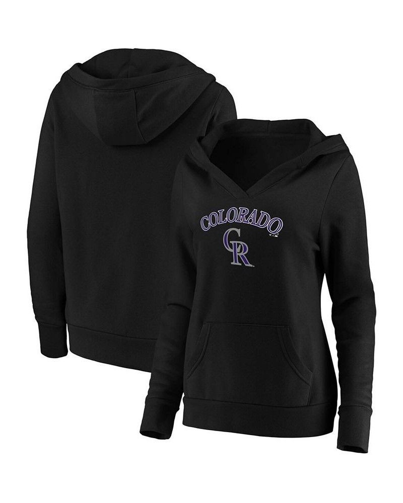 Plus Size Black Colorado Rockies Core Team Lockup V-Neck Pullover Hoodie Black $39.20 Sweatshirts