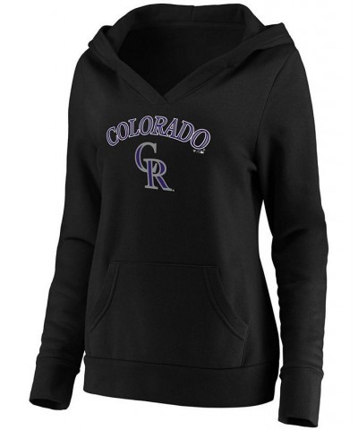 Plus Size Black Colorado Rockies Core Team Lockup V-Neck Pullover Hoodie Black $39.20 Sweatshirts