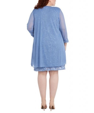 Plus Size Beaded Dress & Jacket Blue $52.15 Dresses