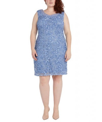 Plus Size Beaded Dress & Jacket Blue $52.15 Dresses