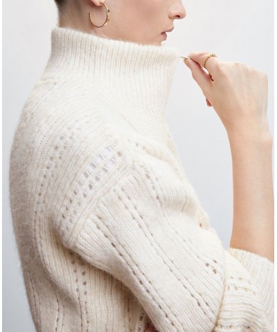 Women's High Neck Zip Sweater Ecru $40.00 Sweaters