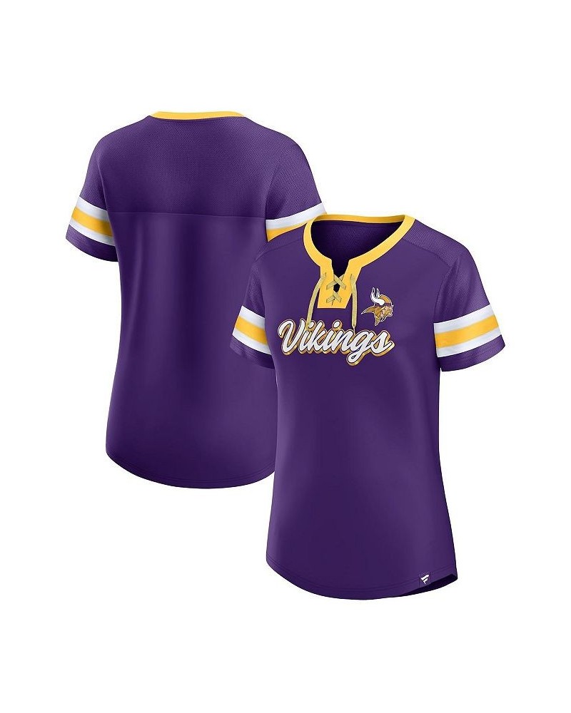 Women's Branded Purple Minnesota Vikings Original State Lace-Up T-shirt Purple $30.80 Tops