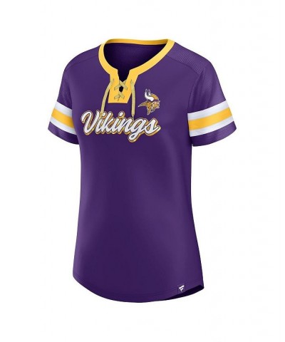 Women's Branded Purple Minnesota Vikings Original State Lace-Up T-shirt Purple $30.80 Tops