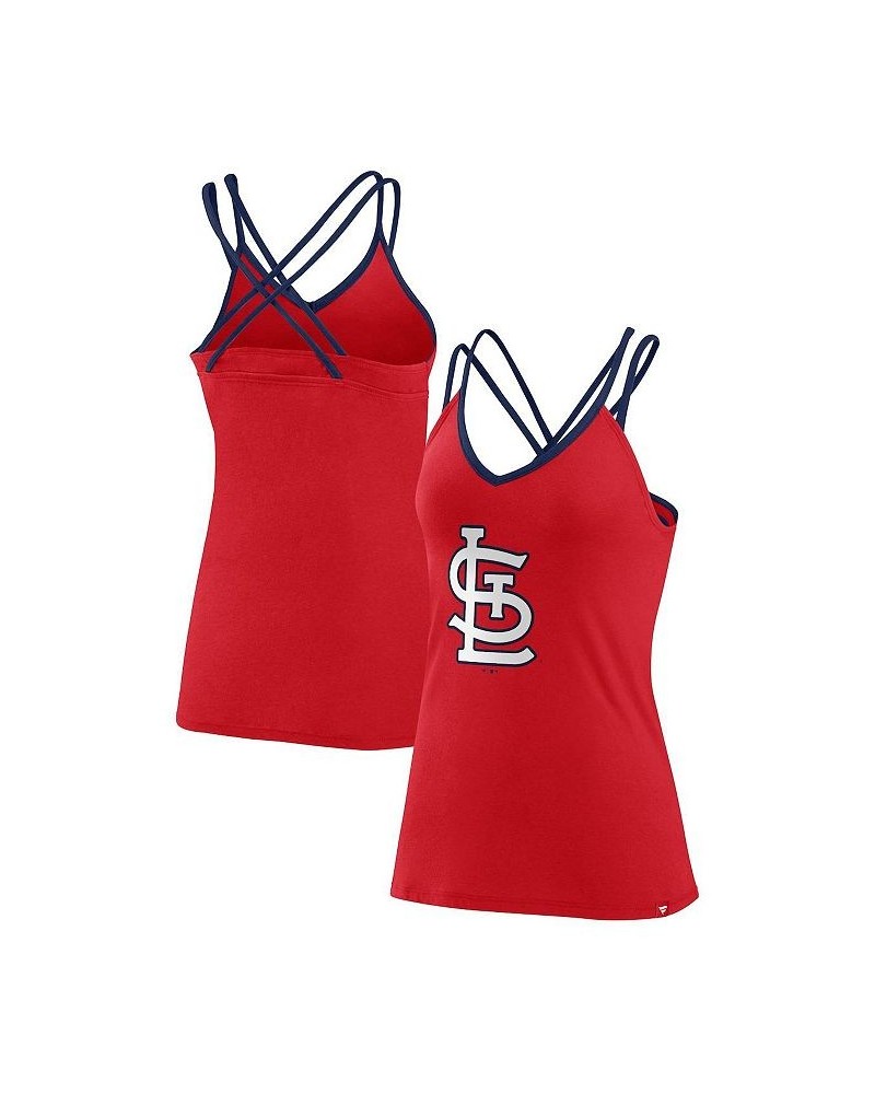 Women's Branded Red St. Louis Cardinals Barrel It Up Cross Back V-Neck Tank Top Red $27.99 Tops