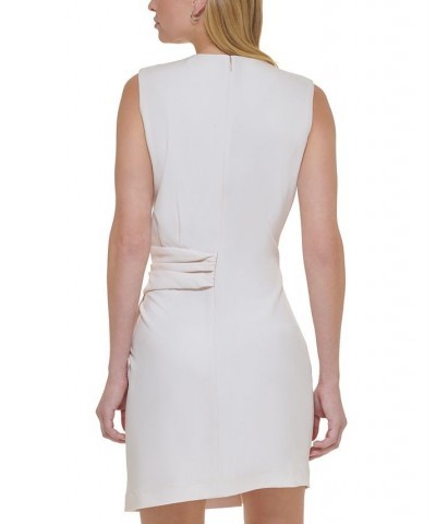 Women's X-Fit Asymmetric Pleated Sleeveless Sheath Dress Ivory/Cream $44.48 Dresses