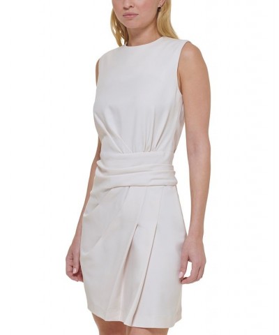 Women's X-Fit Asymmetric Pleated Sleeveless Sheath Dress Ivory/Cream $44.48 Dresses