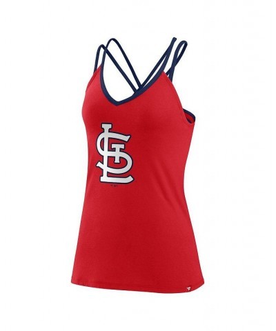 Women's Branded Red St. Louis Cardinals Barrel It Up Cross Back V-Neck Tank Top Red $27.99 Tops