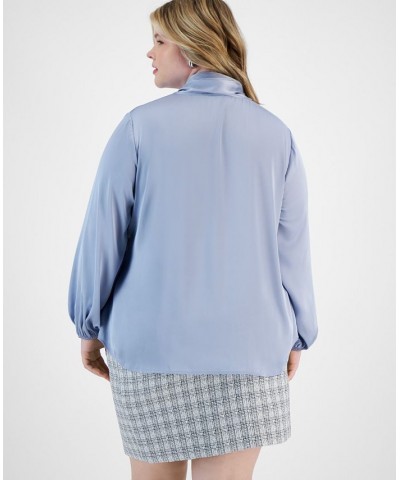 Plus Size Bow-Tie Long-Sleeve Blouse Moonstone $29.81 Tops