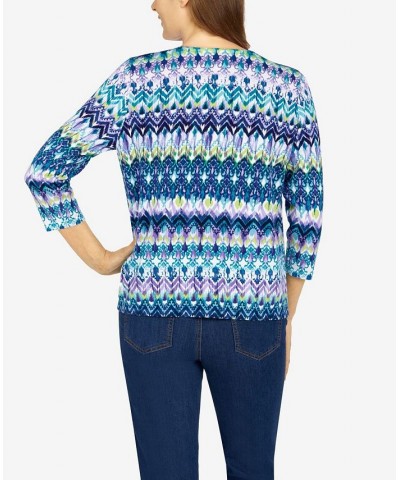 Petite Size Classics Biadere Print Sweater Navy Multi $29.08 Sweaters