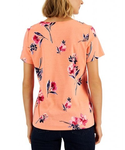 Women's Venus Fleur Printed Relaxed Top Orange $10.06 Tops