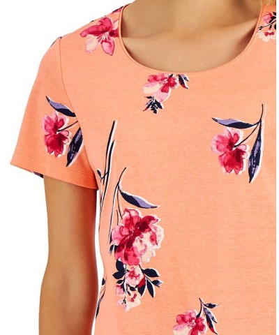 Women's Venus Fleur Printed Relaxed Top Orange $10.06 Tops