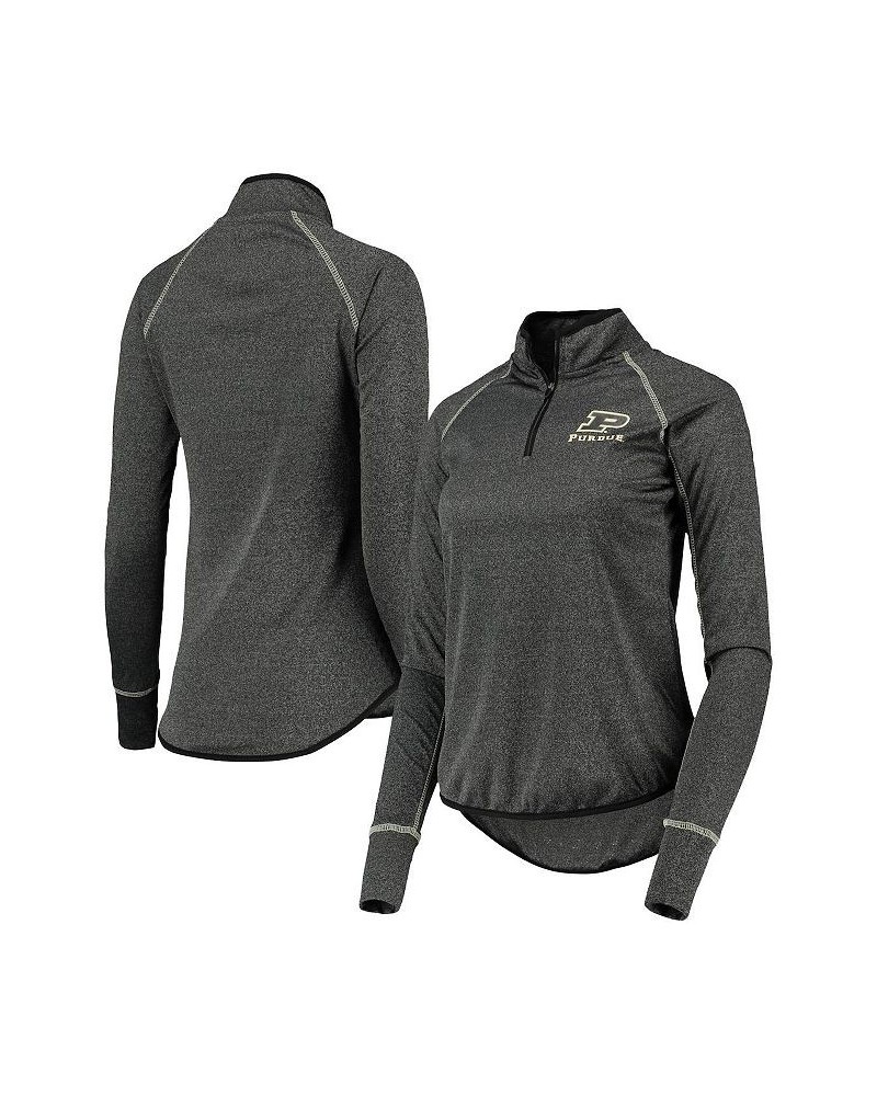 Women's Black Purdue Boilermakers Stingray Raglan Quarter-Zip Top Black $29.49 Tops