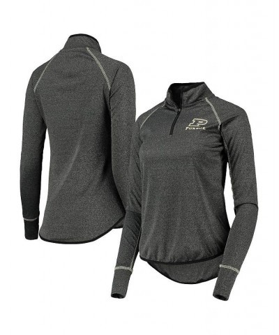 Women's Black Purdue Boilermakers Stingray Raglan Quarter-Zip Top Black $29.49 Tops