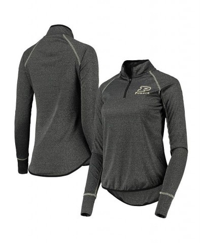 Women's Black Purdue Boilermakers Stingray Raglan Quarter-Zip Top Black $29.49 Tops