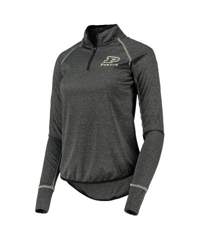 Women's Black Purdue Boilermakers Stingray Raglan Quarter-Zip Top Black $29.49 Tops