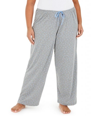 Womens Plus size Sleepwell Printed Knit pajama pant made with Temperature Regulating Technology Gray $17.68 Sleepwear
