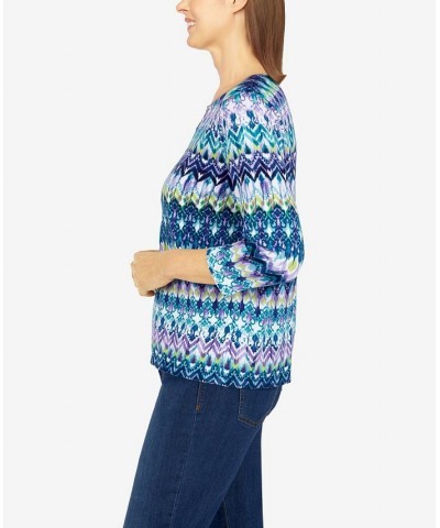 Petite Size Classics Biadere Print Sweater Navy Multi $29.08 Sweaters