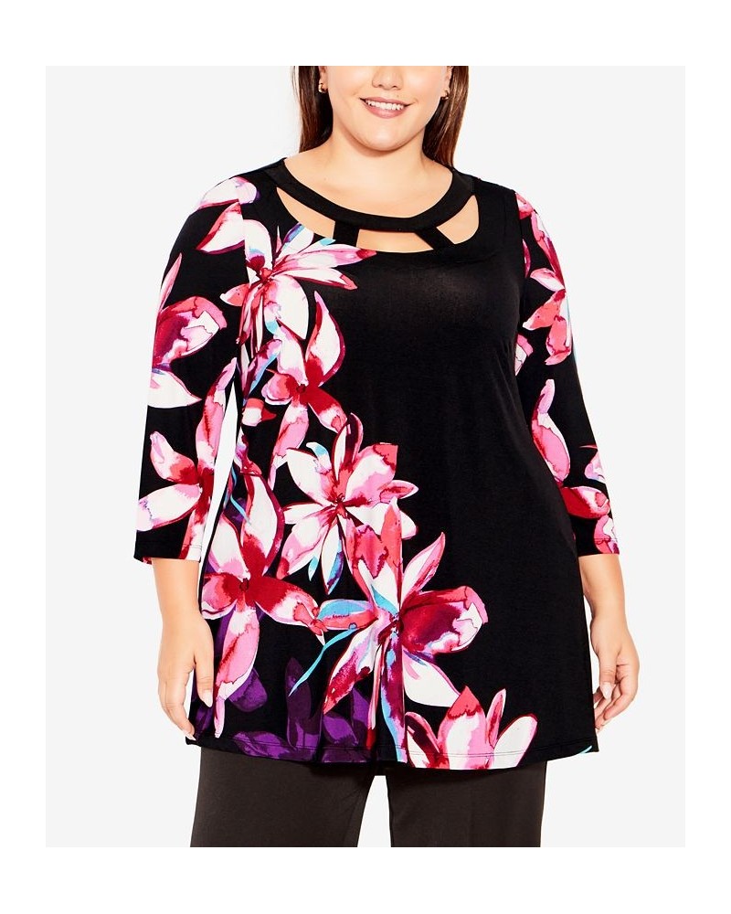 Plus Size Harriet Placement Tunic Linear Floral $33.18 Tops