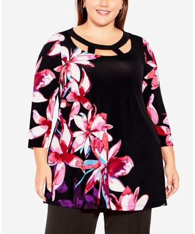 Plus Size Harriet Placement Tunic Linear Floral $33.18 Tops