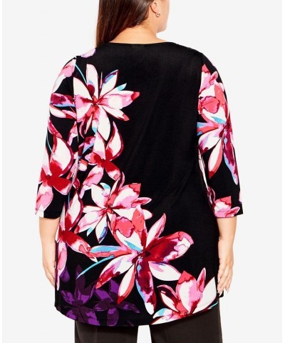 Plus Size Harriet Placement Tunic Linear Floral $33.18 Tops