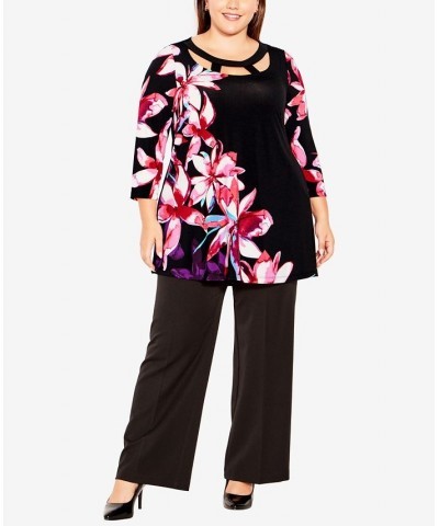 Plus Size Harriet Placement Tunic Linear Floral $33.18 Tops