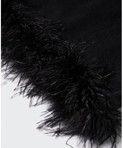 Women's Feather Detail Dress Black $49.00 Dresses