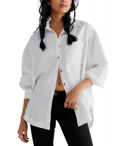 Women's Happy Hour Drop-Shoulder Button-Front Shirt White $46.44 Tops