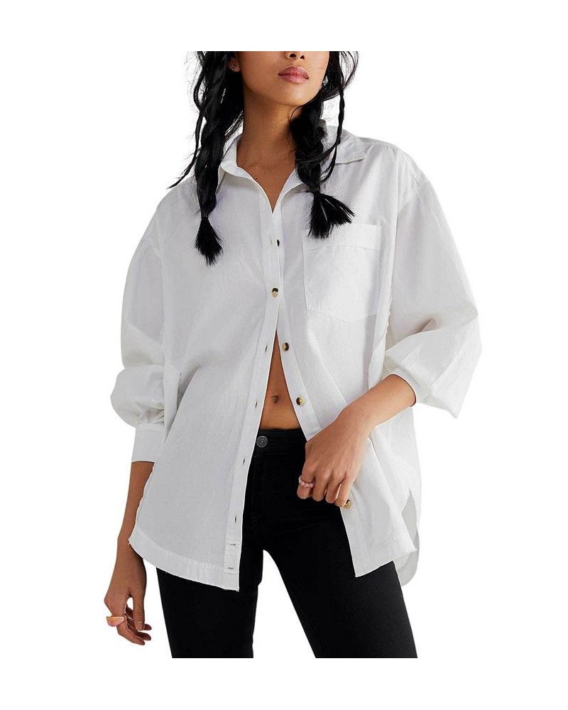 Women's Happy Hour Drop-Shoulder Button-Front Shirt White $46.44 Tops