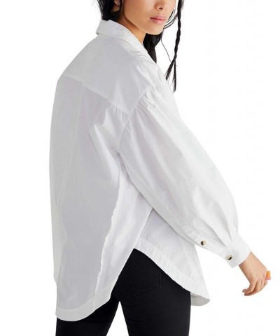 Women's Happy Hour Drop-Shoulder Button-Front Shirt White $46.44 Tops