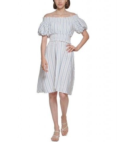 Striped Off-The-Shoulder Dress Regatta Cream $74.50 Dresses