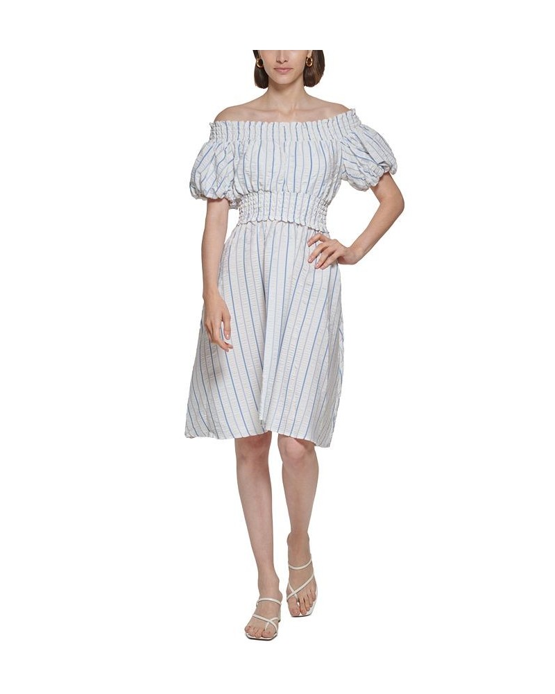 Striped Off-The-Shoulder Dress Regatta Cream $74.50 Dresses