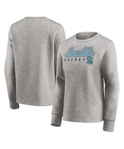 Women's Heathered Gray Seattle Kraken Fan Favorite Script Pullover Sweatshirt Heathered Gray $37.79 Sweatshirts