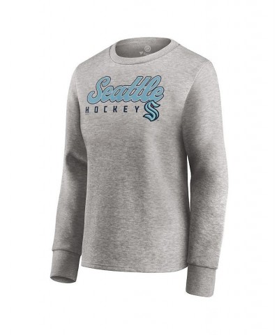 Women's Heathered Gray Seattle Kraken Fan Favorite Script Pullover Sweatshirt Heathered Gray $37.79 Sweatshirts