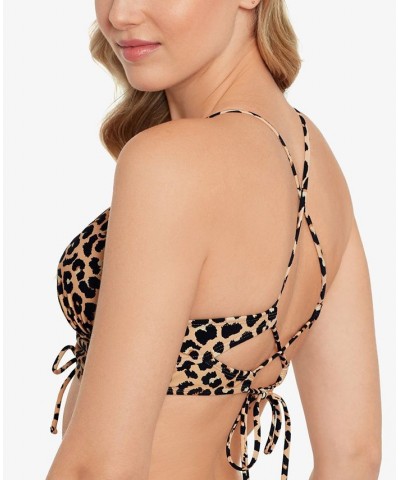 Juniors' Leopard Tunnel-Front Midkini Top & Side-Tie Bottoms Spots Amore Natural $15.40 Swimsuits