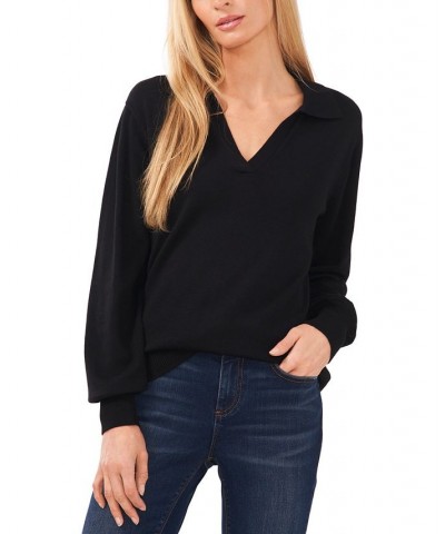 Women's Polo V-Neck Sweater Classic Navy $17.15 Sweaters