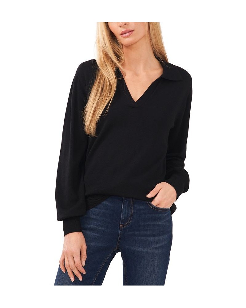 Women's Polo V-Neck Sweater Classic Navy $17.15 Sweaters